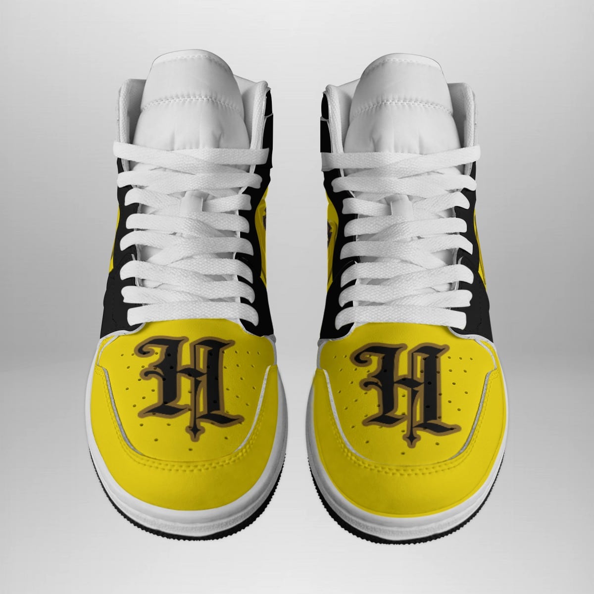 Alternative view of Hufflepuff Harry Potter Shonen Custom Sneaker Mid 1 Basketball Shoes for Wizards and Muggles - Otaku Hall