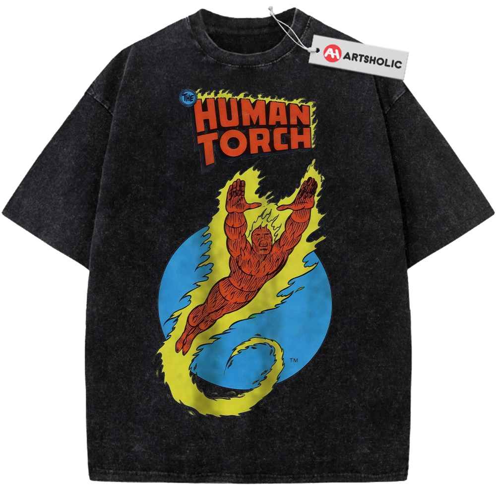 Alternative view of Human Torch Shirt, The Fantastic Four Shirt, Marvel Comics Shirt, Vintage Tee