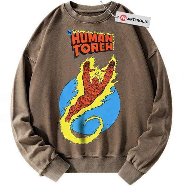 Alternative view of Human Torch Sweatshirt, Fantastic Four Sweatshirt, Marvel Comics Sweatshirt, Vintage Sweatshirt