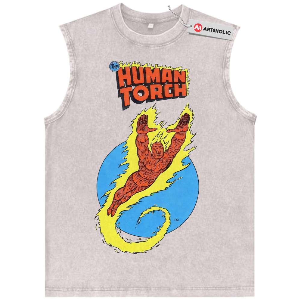 Alternative view of Human Torch Tank Top, Fantastic Four Tank Top, Marvel Comics Tank Top, Vintage Tank Top