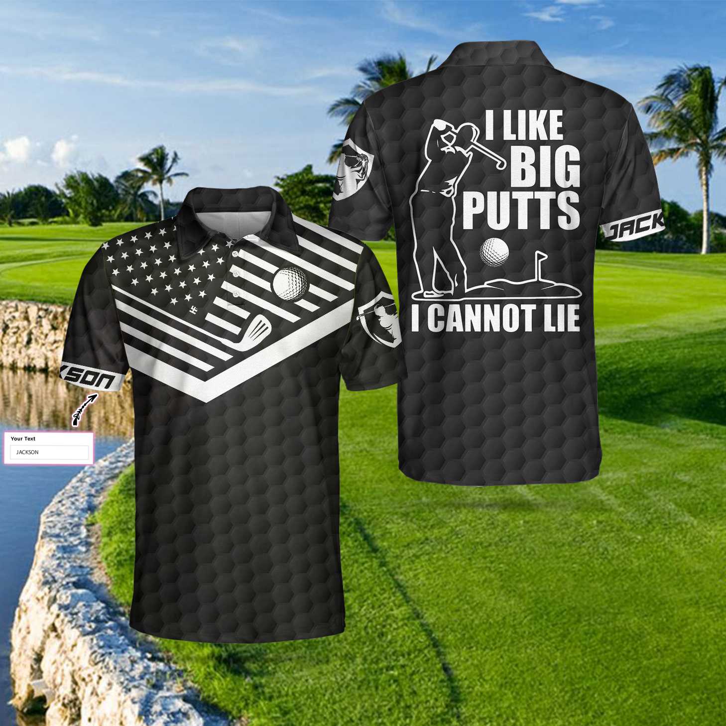 I Like Big Putts I Cannot Lie Custom Polo Shirt, Personalized American Flag Polo Shirt, Best Golf Shirt For Men