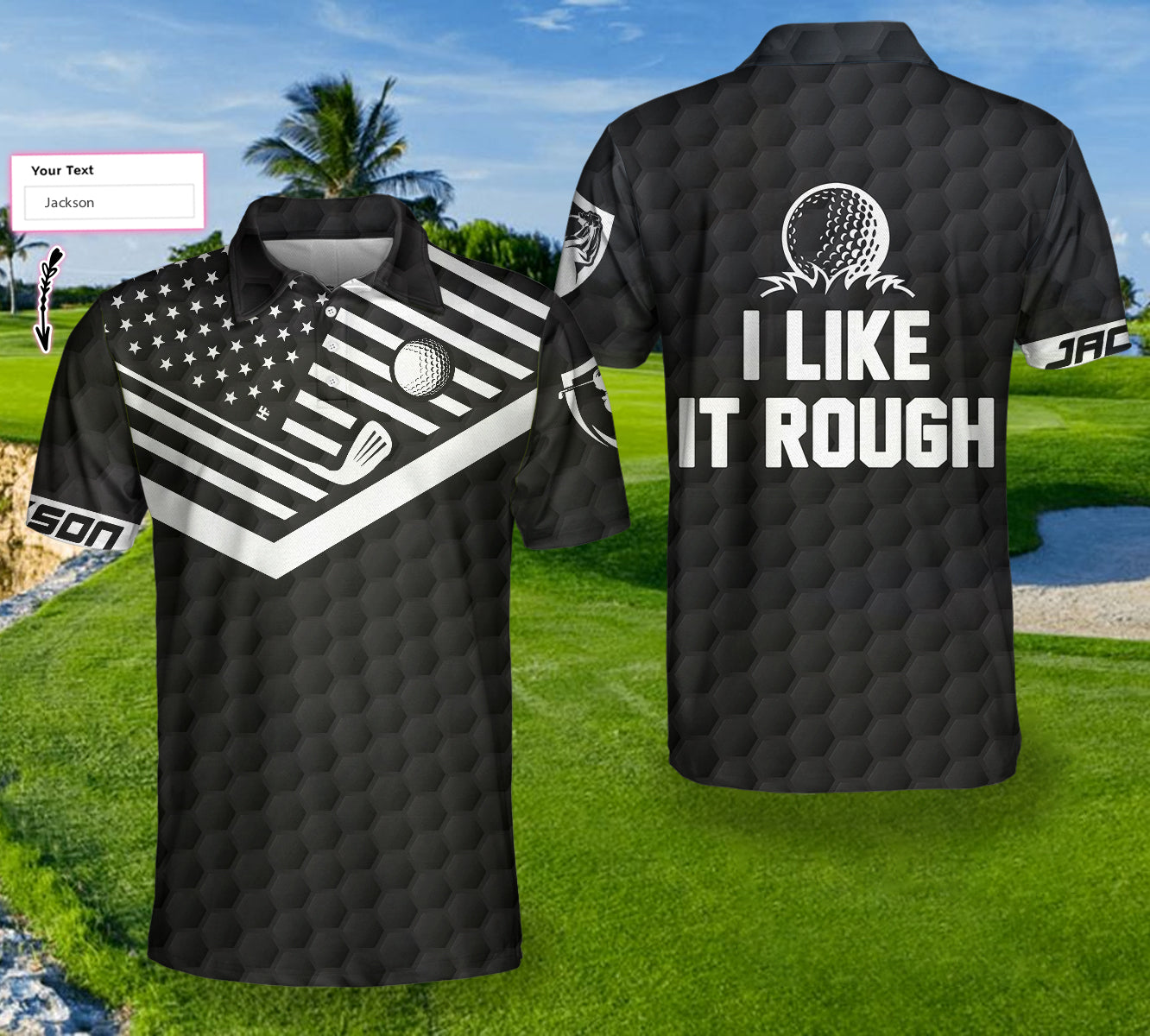 I Like It Rough Custom Polo Shirt, Personalized American Flag Polo Shirt, Funny Golf Shirt For Men