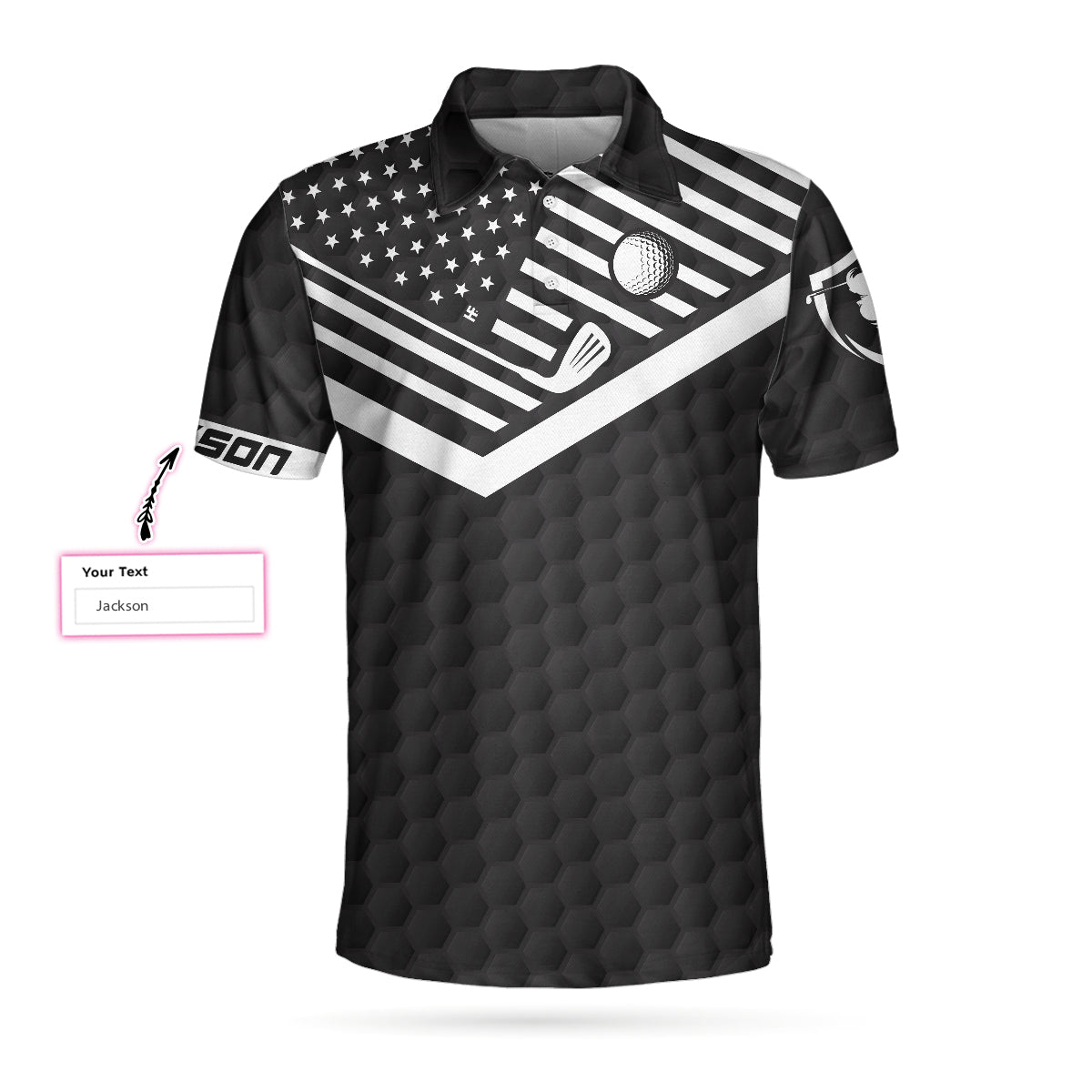 Alternative view of I Like It Rough Custom Polo Shirt, Personalized American Flag Polo Shirt, Funny Golf Shirt For Men