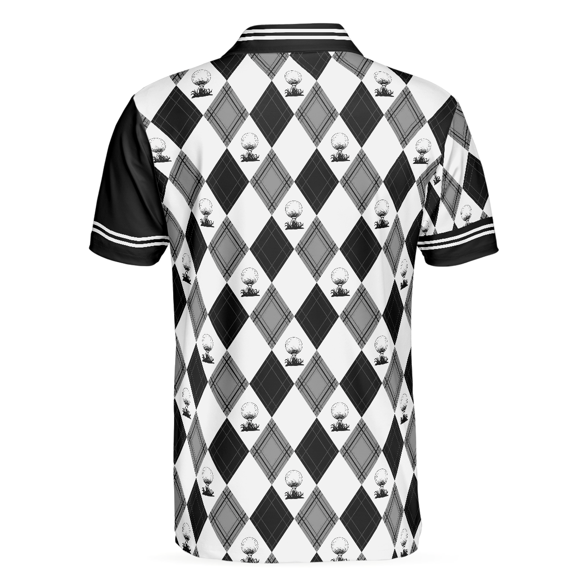 Alternative view of I Made A Bogey On Every Hole Polo Shirt, Black And White Argyle Pattern Polo Shirt, Cool Golf Shirt For Men