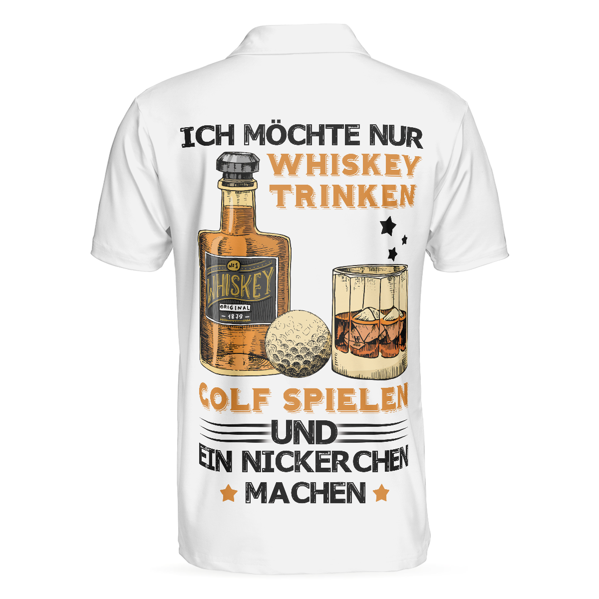 Alternative view of Ich Möchte Nur Whisky Trinken, Golf Spielen Und Ein Nickerchen Machen Polo Shirt, German Whiskey Golf Shirt For Men