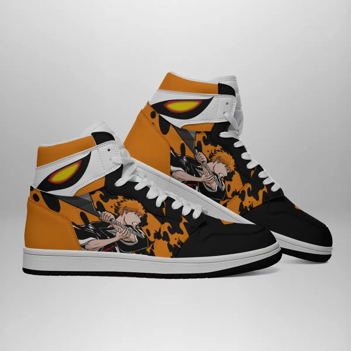 Ichigo Bleach Shonen Character-Inspired Basketball Shoes for Anime Fans - Custom Sneaker Mid 1 Style - Otaku Hall