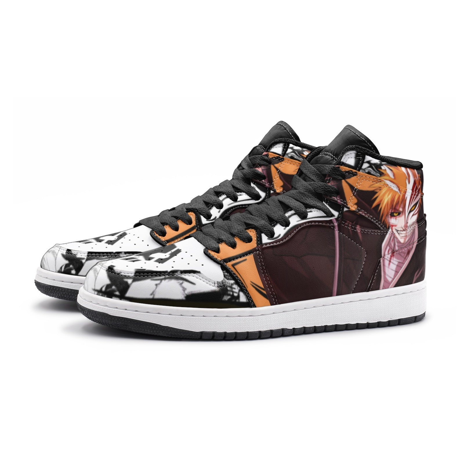 Alternative view of Ichigo Kurosaki Burichi Custom Sneaker Mid 1 Basketball Shoes - Otaku Hall