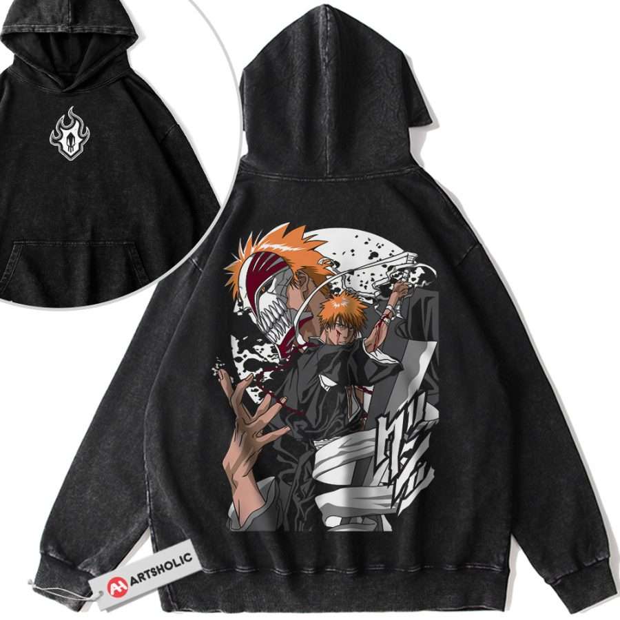 Alternative view of Ichigo Kurosaki Hoodie, Bleach Hoodie, Anime Hoodie, Vintage Hoodie 2-Sided