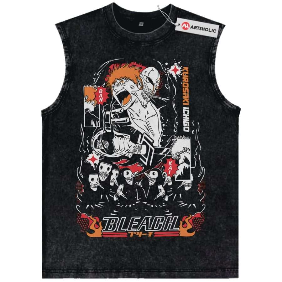 Alternative view of Ichigo Kurosaki Tank Top, Bleach Tank Top, Anime Tank Top, Vintage Tank Top