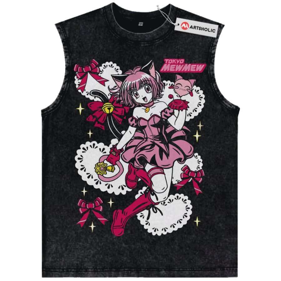 Alternative view of Ichigo Momomiya Tank Top, Tokyo Mew Mew Tank Top, Anime Tank Top, Vintage Tank Top