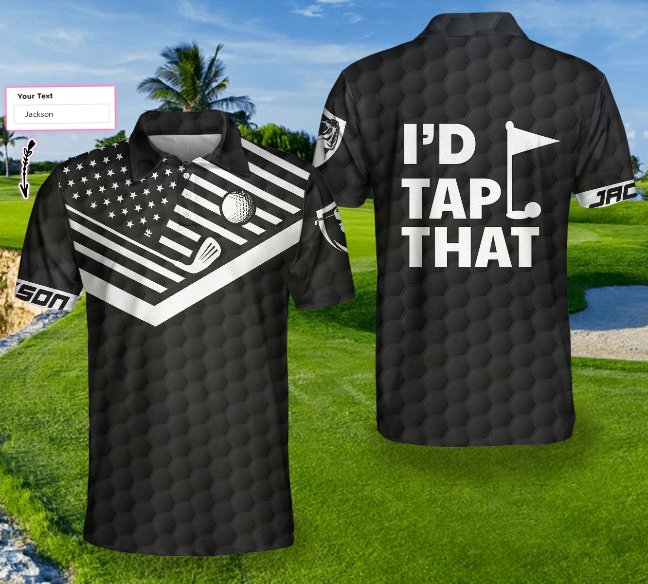 I'd Tap That Golf Custom Polo Shirt, Personalized Golf American Flag Golf Shirt For Men
