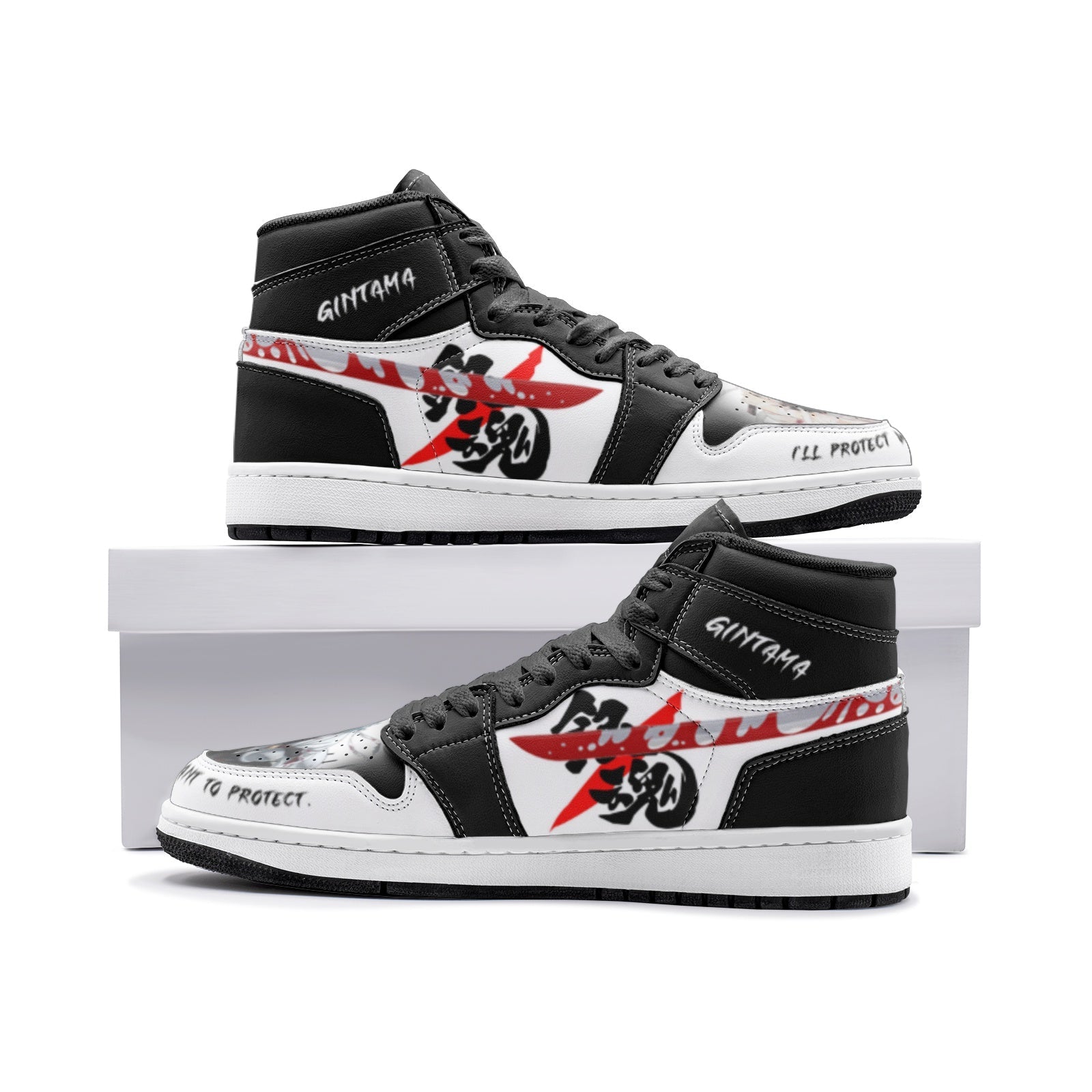I'll Protect What I Want to Gintama Custom Sneaker Mid 1 Basketball Shoes - Otaku Hall
