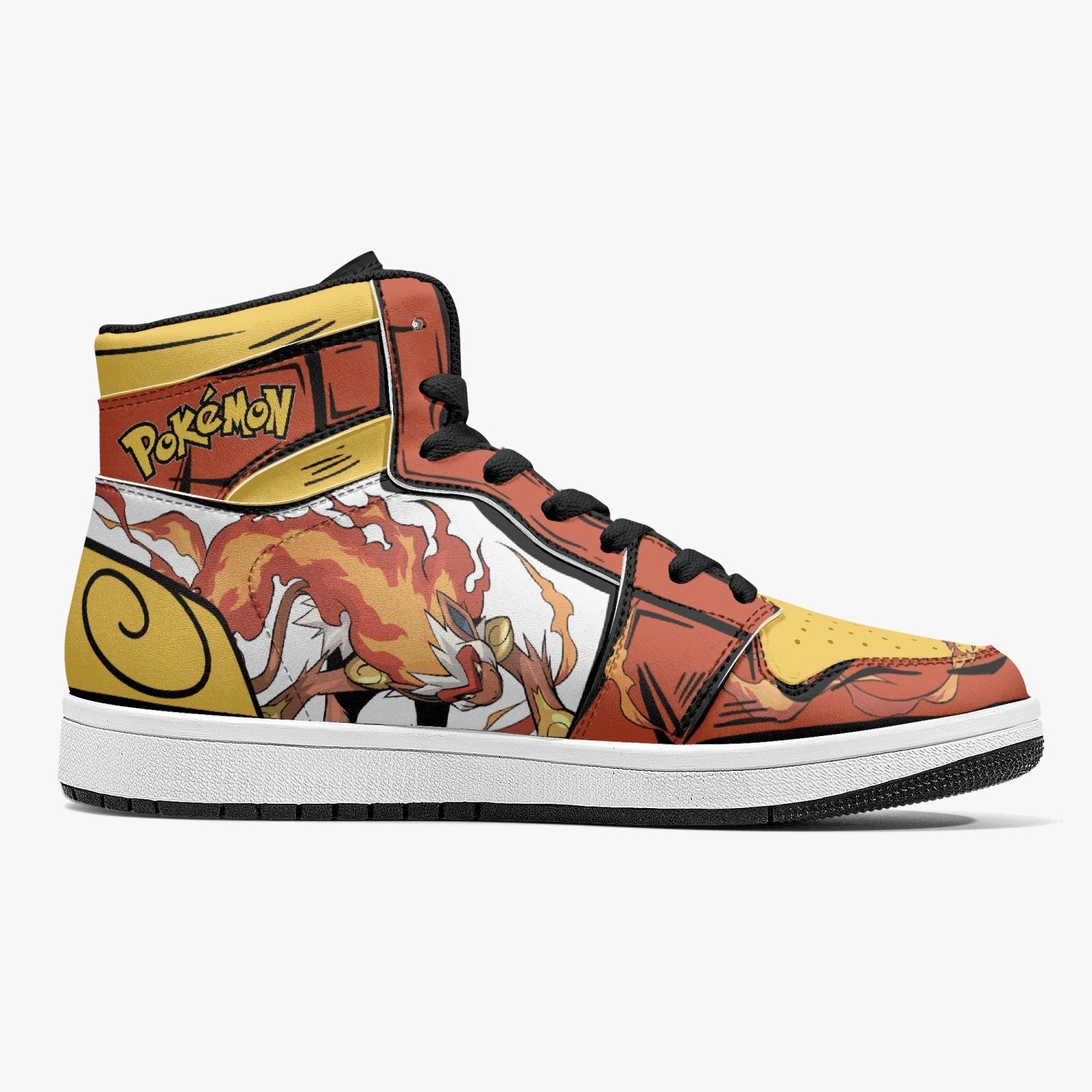 Alternative view of Infernape Pokemon Custom Sneaker Mid 1 Basketball Shoes - Otaku Hall