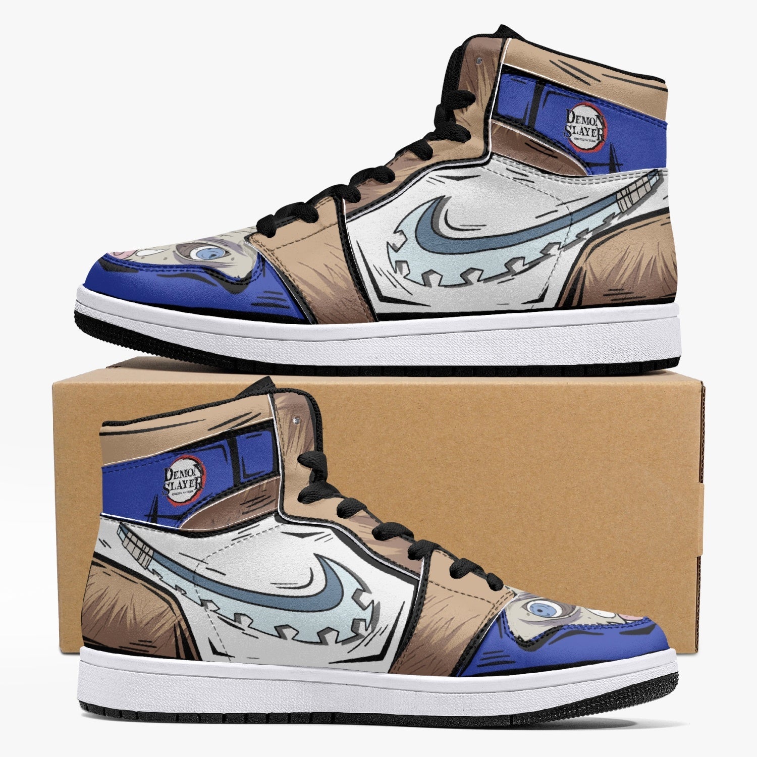 Inosuke Hashibira Demon Slayer Custom Sneaker Mid 1 Basketball Shoes - Otaku Hall