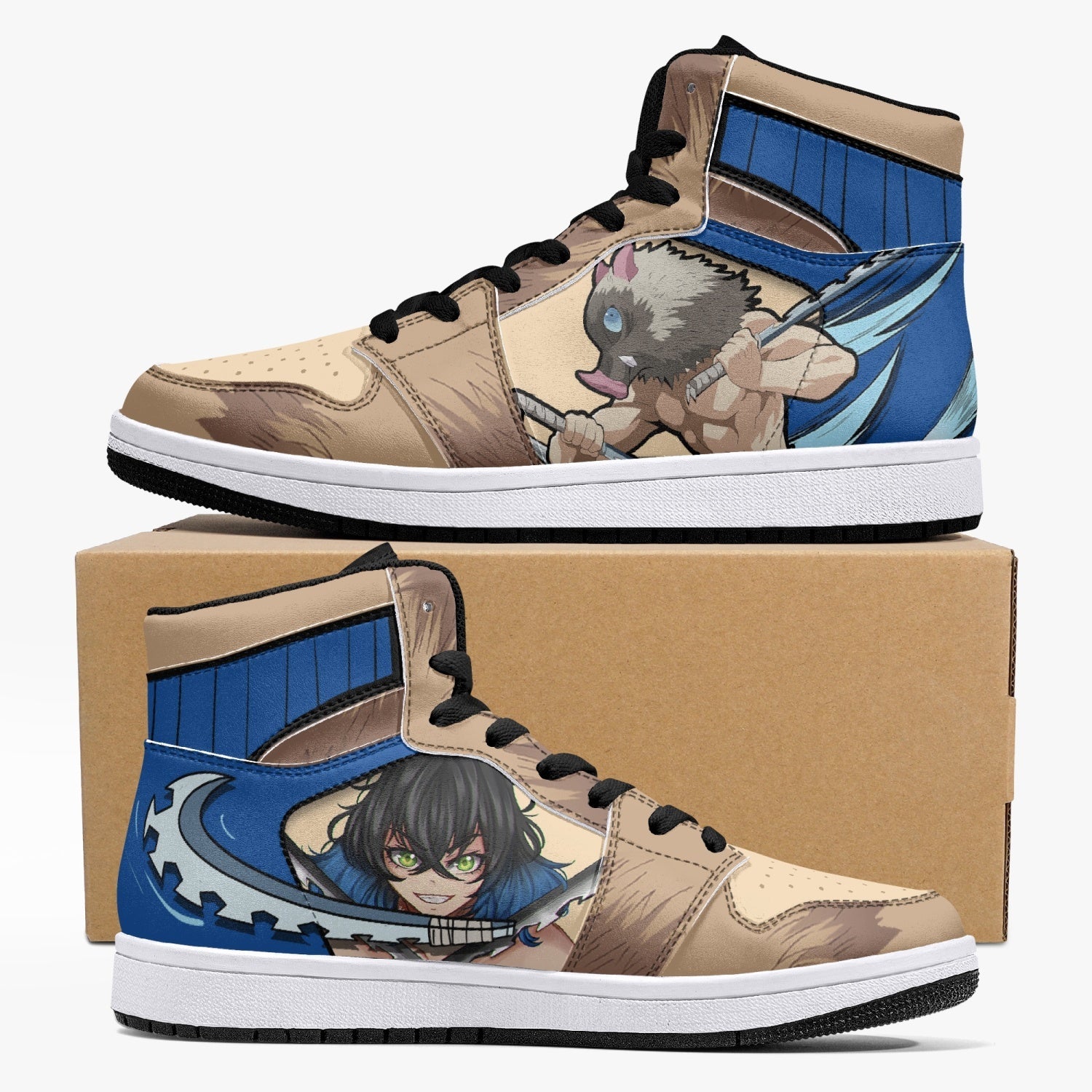 Inosuke Hashibira Demon Slayer v2 Custom Sneaker Mid 1 Basketball Shoes - Otaku Hall