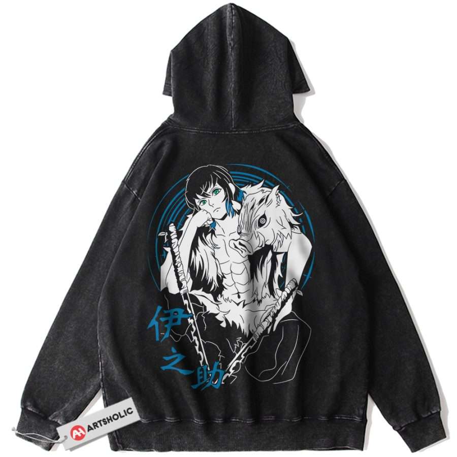 Alternative view of Inosuke Hashibira Hoodie, Demon Slayer Hoodie, Anime Hoodie, Vintage Hoodie