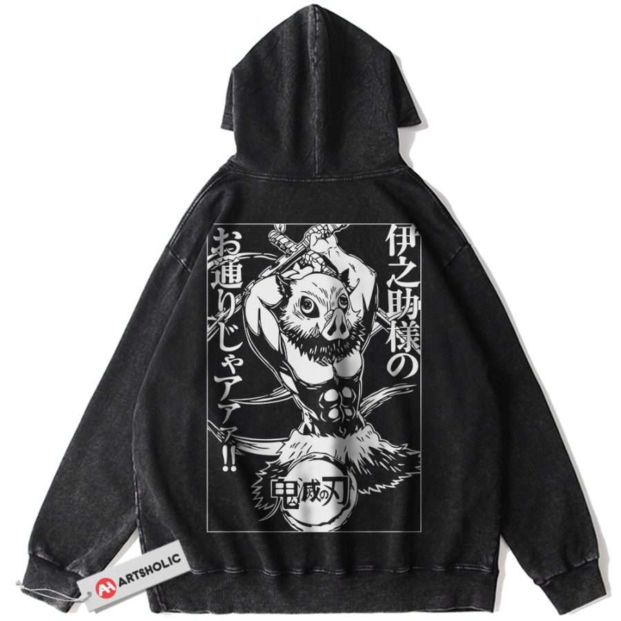 Alternative view of Inosuke Hashibira Hoodie, Demon Slayer Hoodie, Anime Hoodie, Vintage Hoodie