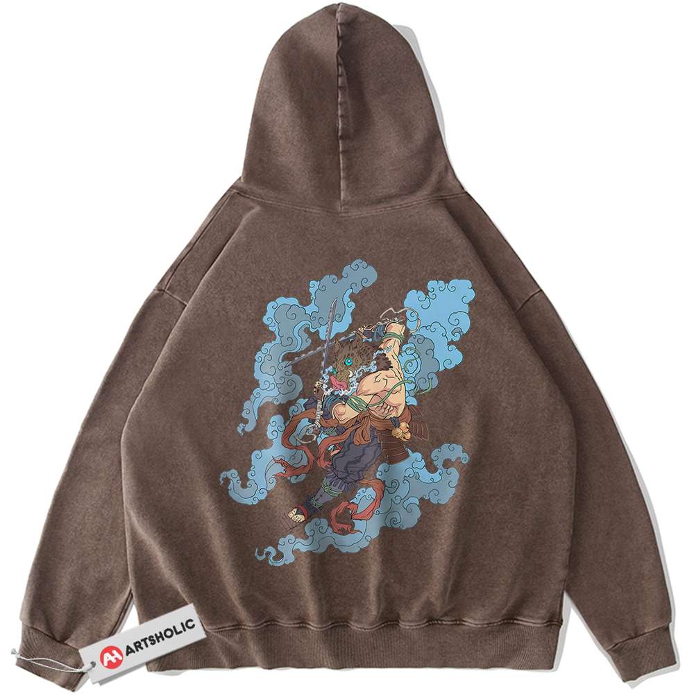Alternative view of Inosuke Hashibira Hoodie, Demon Slayer Hoodie, Anime Hoodie, Vintage Hoodie