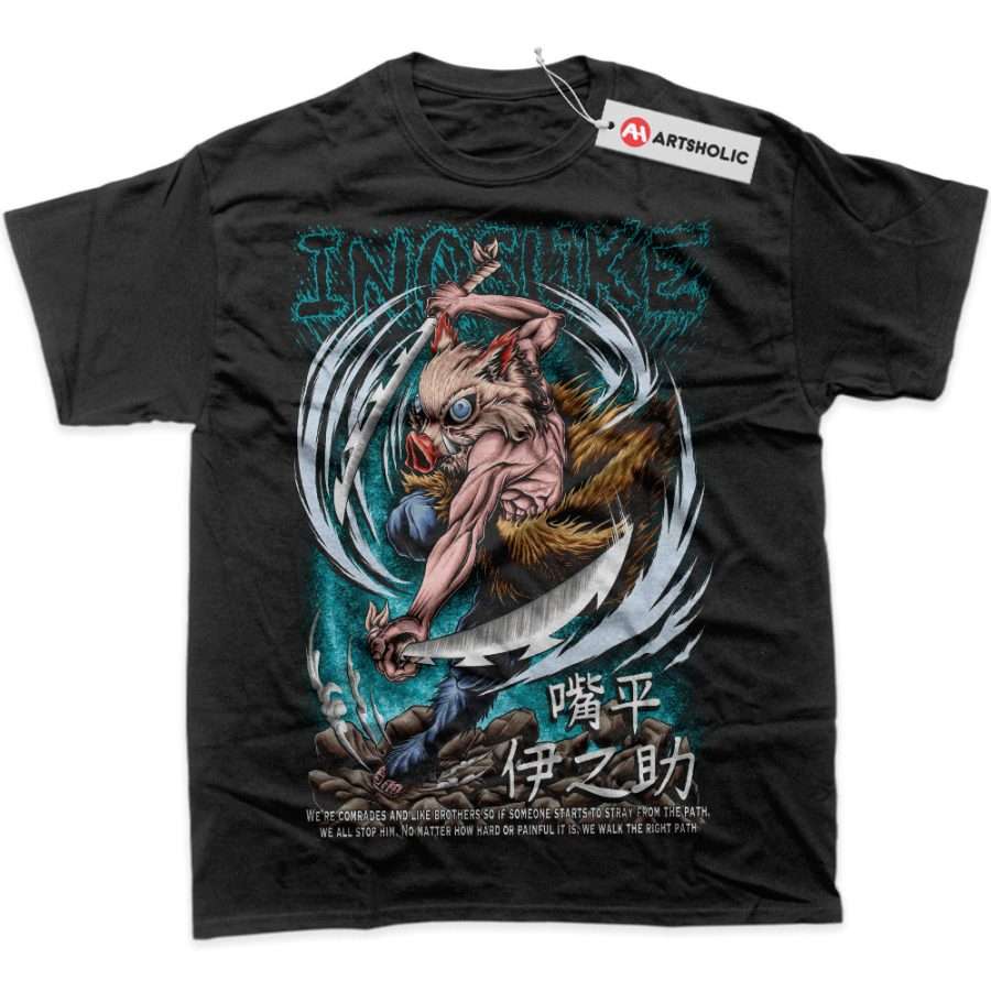 Alternative view of Inosuke Hashibira Shirt, Demon Slayer Shirt, Anime Shirt, Graphic T-Shirt