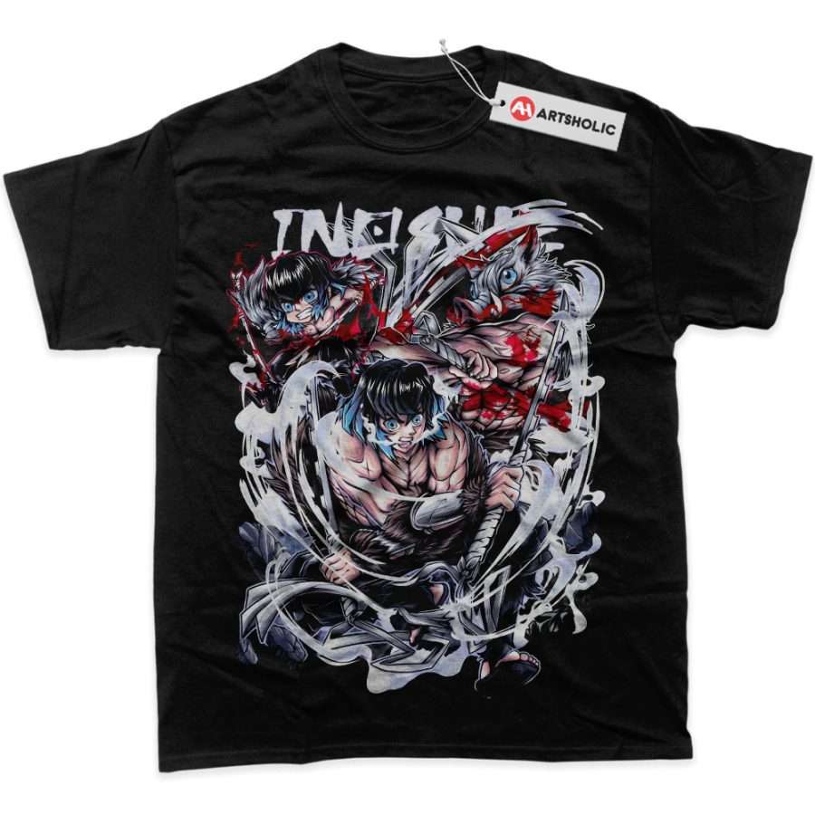Alternative view of Inosuke Hashibira Shirt, Demon Slayer Shirt, Anime Shirt, Graphic T-Shirt