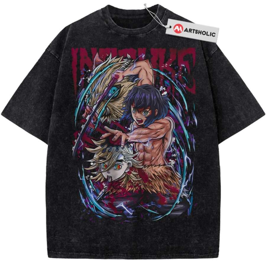 Alternative view of Inosuke Hashibira Shirt, Demon Slayer Shirt, Anime Shirt, Vintage T-Shirt