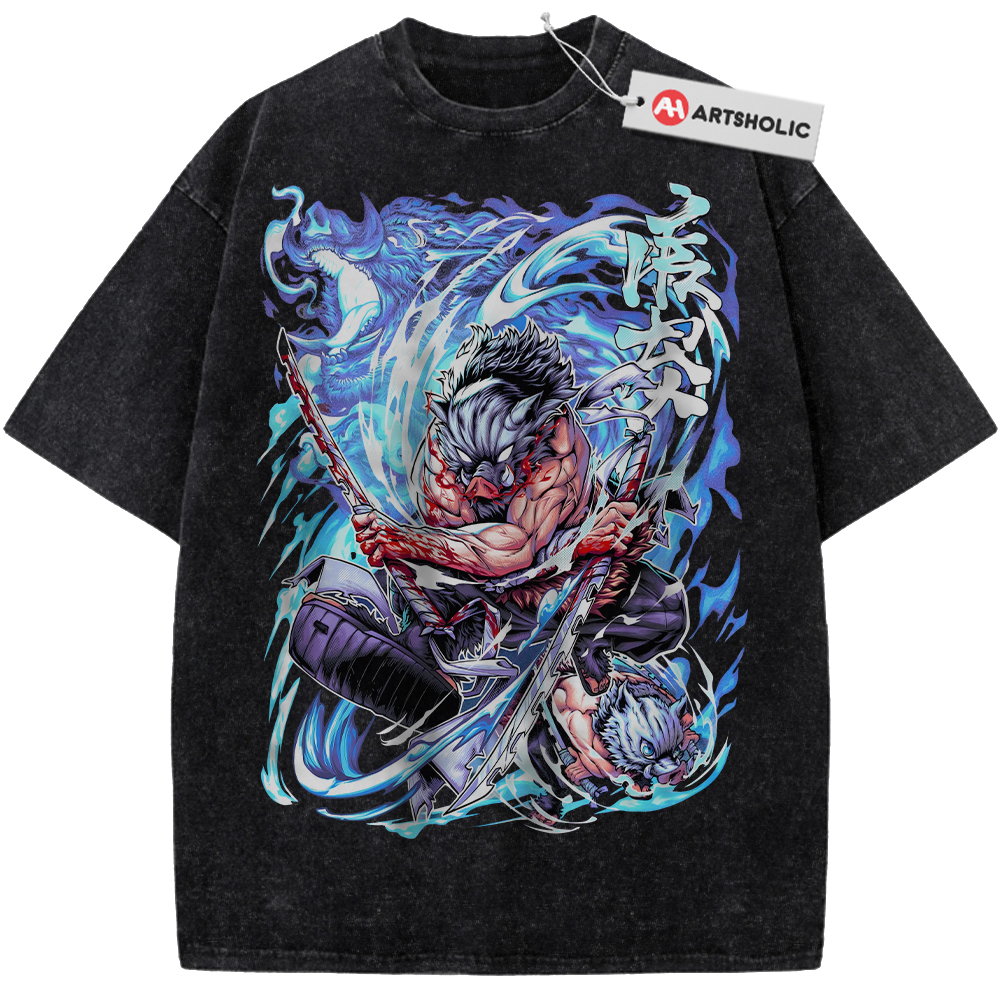 Alternative view of Inosuke Hashibira Shirt, Demon Slayer Shirt, Anime Shirt, Vintage T-Shirt