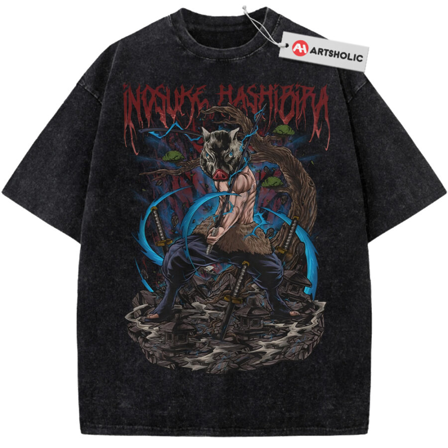 Alternative view of Inosuke Hashibira Shirt, Demon Slayer Shirt, Anime Shirt, Vintage T-Shirt