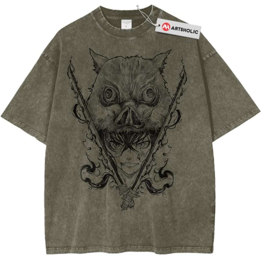 Alternative view of Inosuke Hashibira Shirt, Demon Slayer Shirt, Anime Shirt, Vintage Tee