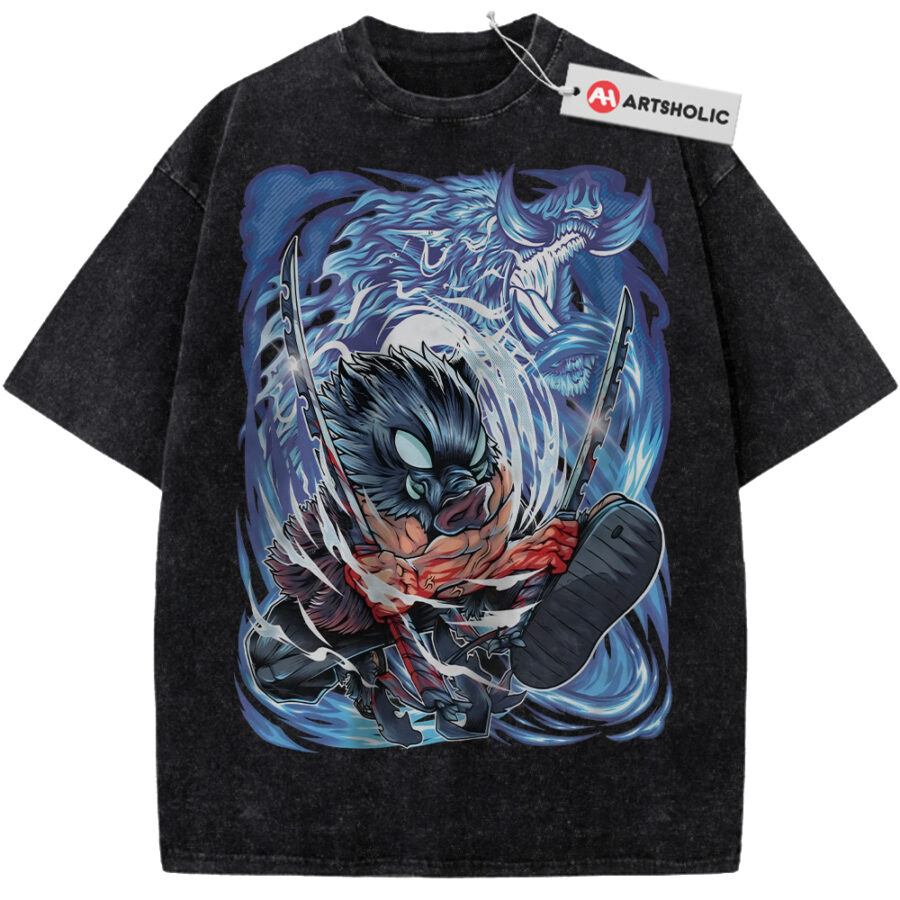 Alternative view of Inosuke Hashibira Shirt, Demon Slayer Shirt, Anime Shirt, Vintage Tee