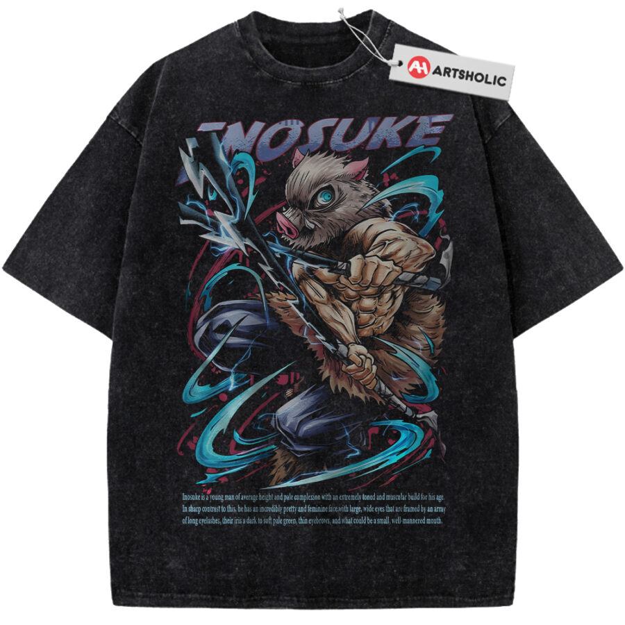 Alternative view of Inosuke Hashibira Shirt, Demon Slayer Shirt, Anime Shirt, Vintage Tee