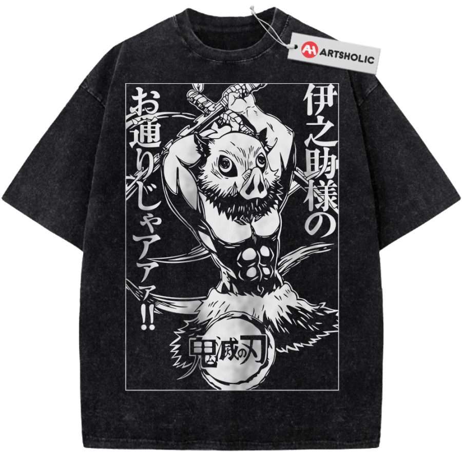 Alternative view of Inosuke Hashibira Shirt, Demon Slayer Shirt, Anime Shirt, Vintage Tee