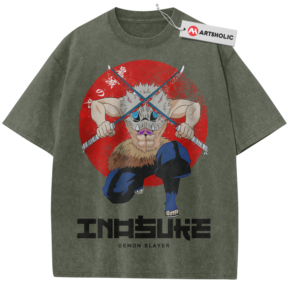 Alternative view of Inosuke Hashibira Shirt, Demon Slayer Shirt, Anime Shirt, Vintage Tee