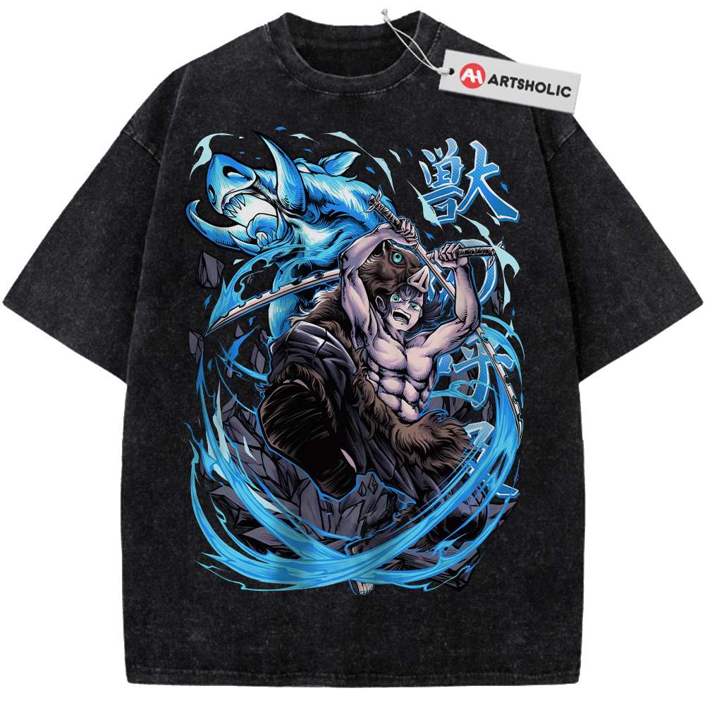 Alternative view of Inosuke Hashibira Shirt, Demon Slayer Shirt, Anime Shirt, Vintage Tee