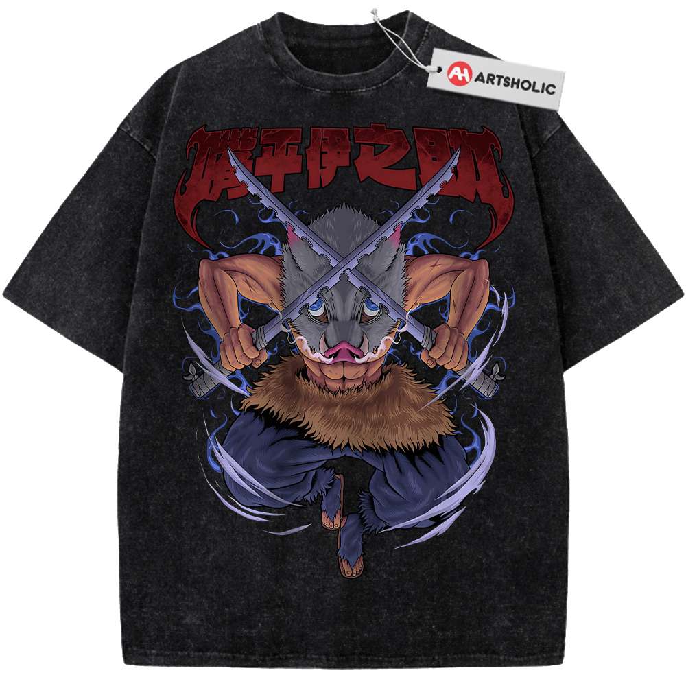 Alternative view of Inosuke Hashibira Shirt, Demon Slayer Shirt, Anime Shirt, Vintage Tee