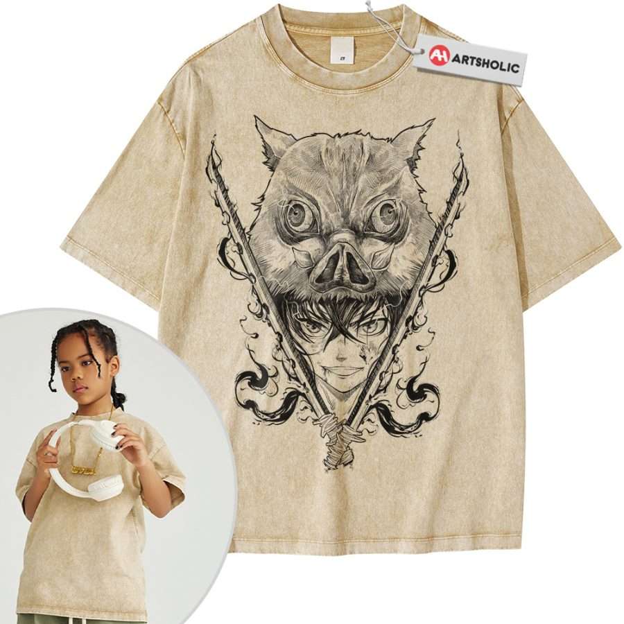 Alternative view of Inosuke Hashibira Shirt For Kids, Demon Slayer Shirt For Kids, Anime Shirt For Kids, Vintage Tee For Kids