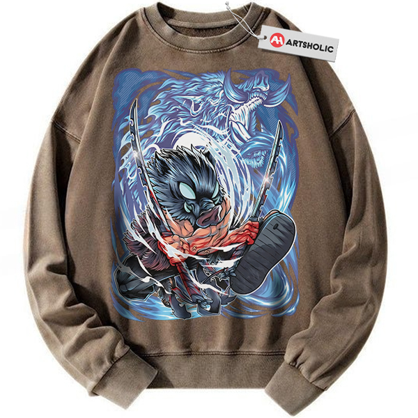 Alternative view of Inosuke Hashibira Sweatshirt, Demon Slayer Sweatshirt, Anime Sweatshirt, Vintage Sweater