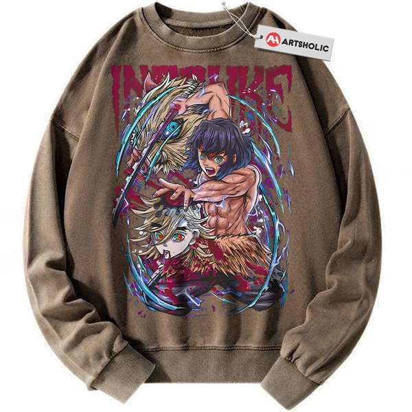 Alternative view of Inosuke Hashibira Sweatshirt, Demon Slayer Sweatshirt, Anime Sweatshirt, Vintage Sweater