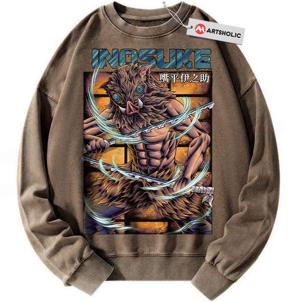Alternative view of Inosuke Hashibira Sweatshirt, Demon Slayer Sweatshirt, Anime Sweatshirt, Vintage Sweater