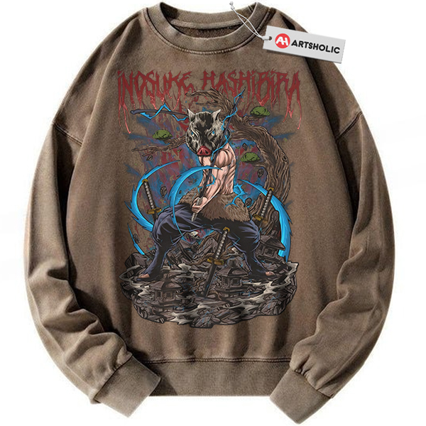 Alternative view of Inosuke Hashibira Sweatshirt, Demon Slayer Sweatshirt, Anime Sweatshirt, Vintage Sweatshirt