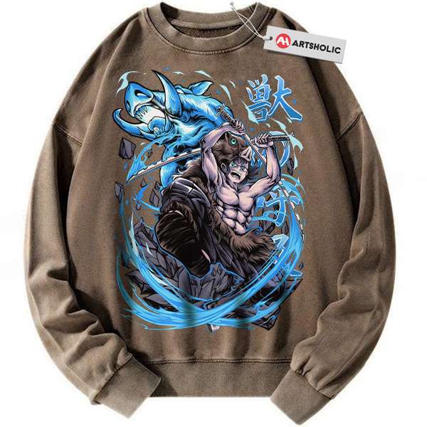 Alternative view of Inosuke Hashibira Sweatshirt, Demon Slayer Sweatshirt, Anime Sweatshirt, Vintage Sweatshirt