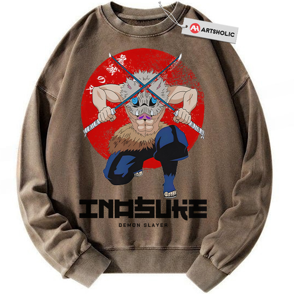 Alternative view of Inosuke Hashibira Sweatshirt, Demon Slayer Sweatshirt, Anime Sweatshirt, Vintage Sweatshirt