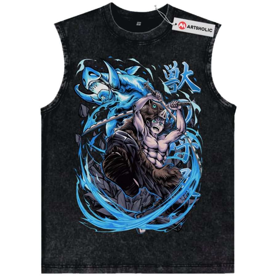 Alternative view of Inosuke Hashibira Tank Top, Demon Slayer Tank Top, Anime Tank Top, Vintage Tank Top