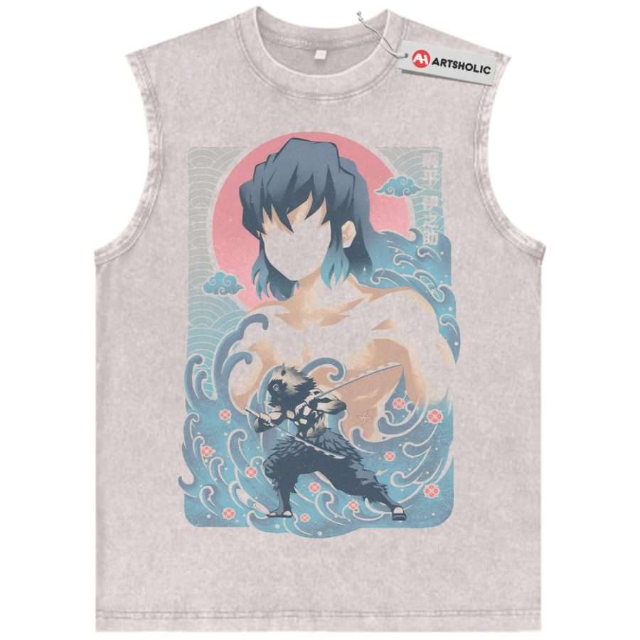 Alternative view of Inosuke Hashibira Tank Top, Demon Slayer Tank Top, Anime Tank Top, Vintage Tank Top