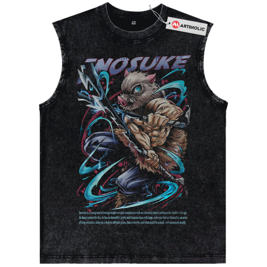 Alternative view of Inosuke Hashibira Tank Top, Demon Slayer Tank Top, Anime Tank Top, Vintage Tank Top