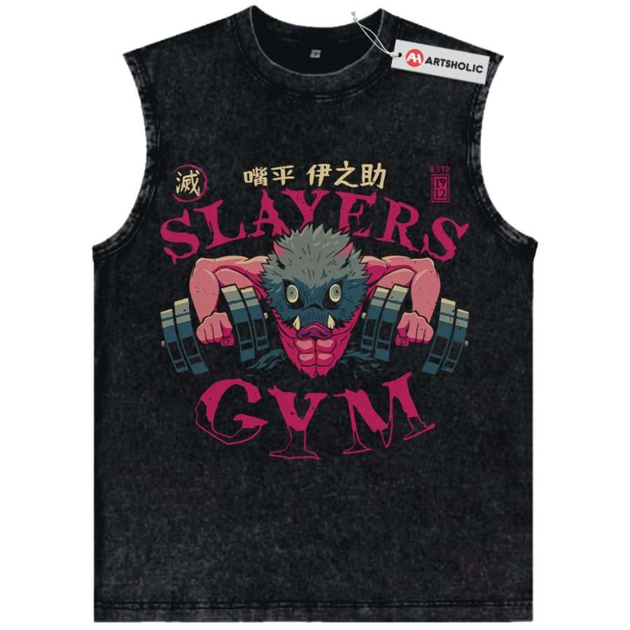 Alternative view of Inosuke Hashibira Tank Top, Demon Slayer Tank Top, Anime Tank Top, Vintage Tank Top