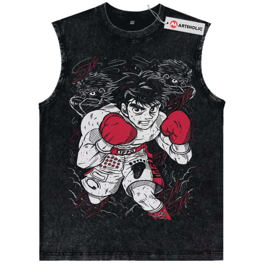 Alternative view of Ippo Makunouchi Tank Top, Hajime no Ippo Tank Top, Anime Tank Top, Vintage Tank Top