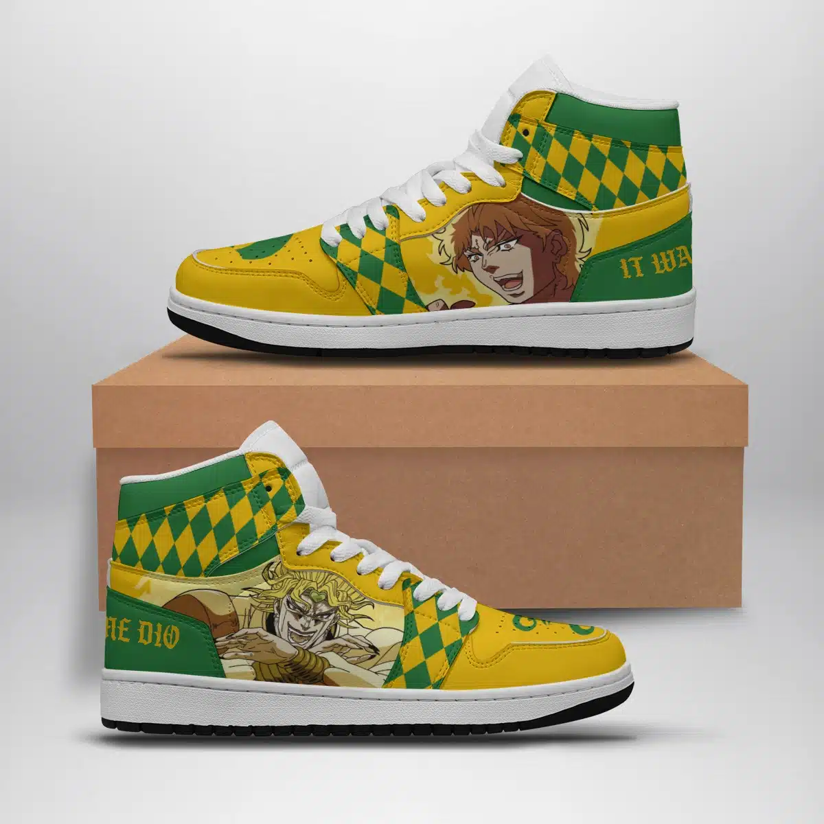 It Was Me Dio Jojo's Bizarre Adventure Shonen Custom Sneaker Mid 1 Retro Basketball Shoes for Fans - Otaku Hall