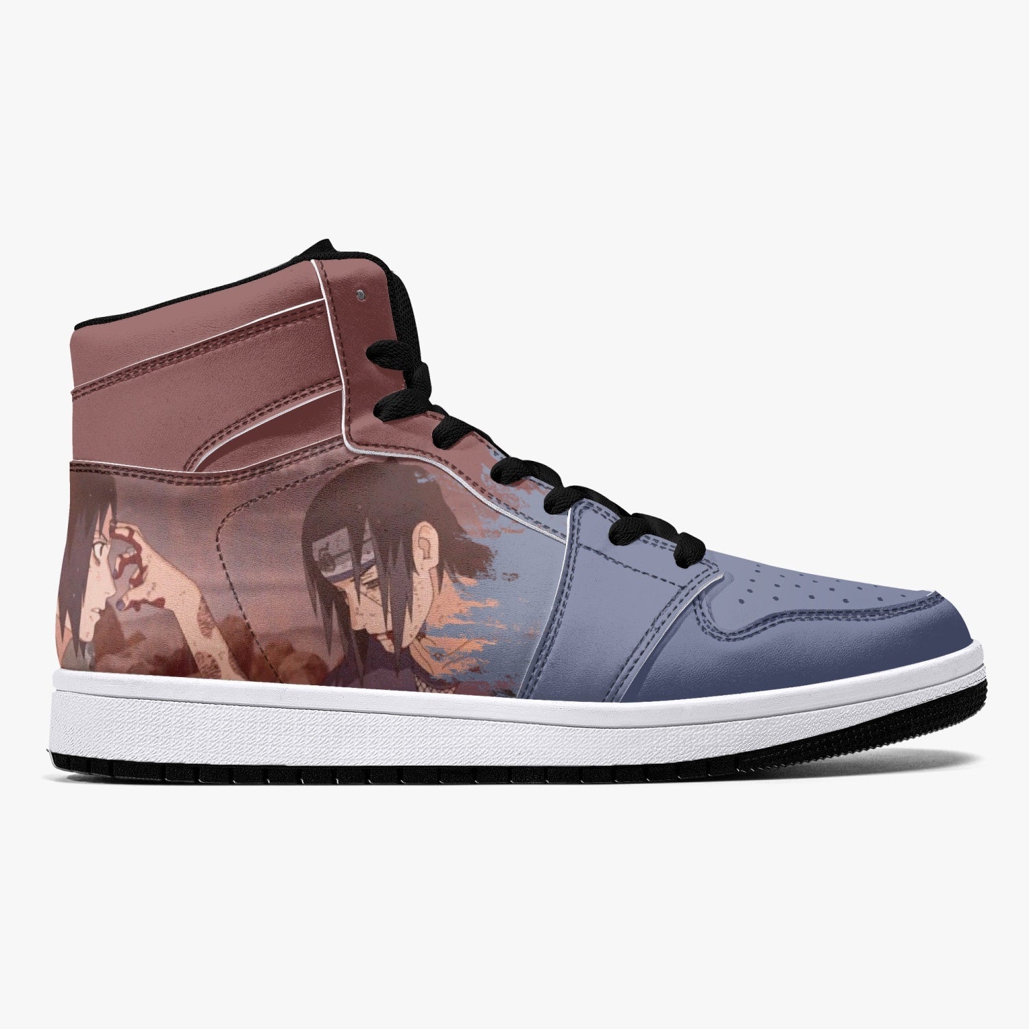 Itachi and Sasuke Clan Ninja Custom Sneaker Mid 1 Basketball Shoes - Otaku Hall