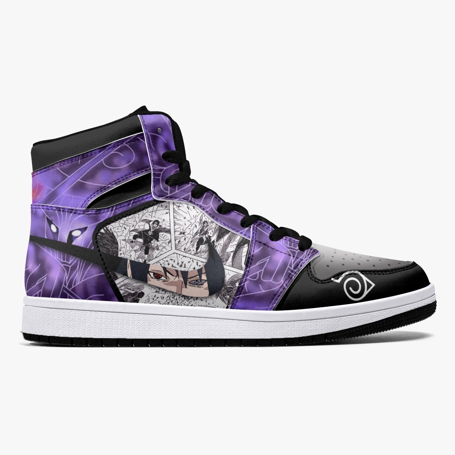 Itachi and Sasuke Clan Susano Ninja Custom Sneaker Mid 1 Basketball Shoes - Otaku Hall