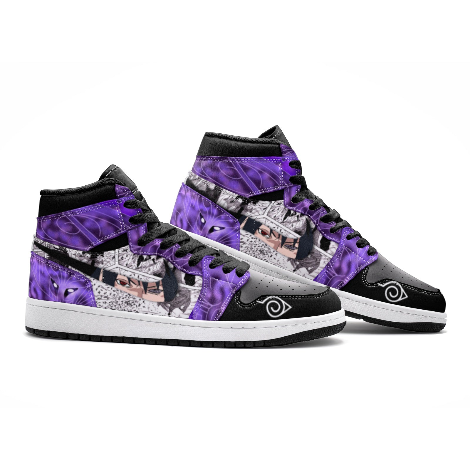 Itachi and Sasuke Clan Susano Ninja V2 Custom Sneaker Mid 1 Basketball Shoes - Otaku Hall